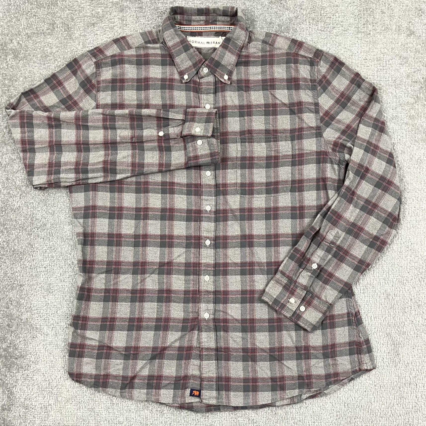 J Brand The Normal Brand Flannel Shirt XL Gray Red Plaid Button-Up Outdoor Mens Size US XL / EU 56 / 4 - 2 Thumbnail