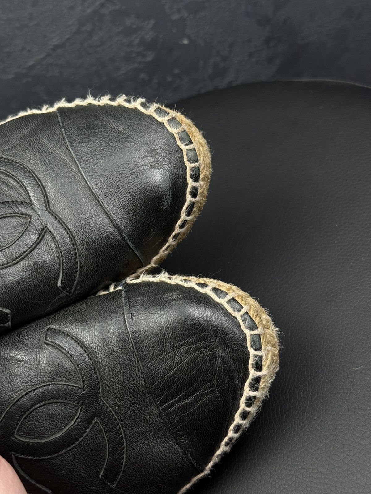 Chanel Vintage Chanel Espadrilles Slip-ons Coco Mark Black Leather Size US 8 / IT 38 - 7 Thumbnail