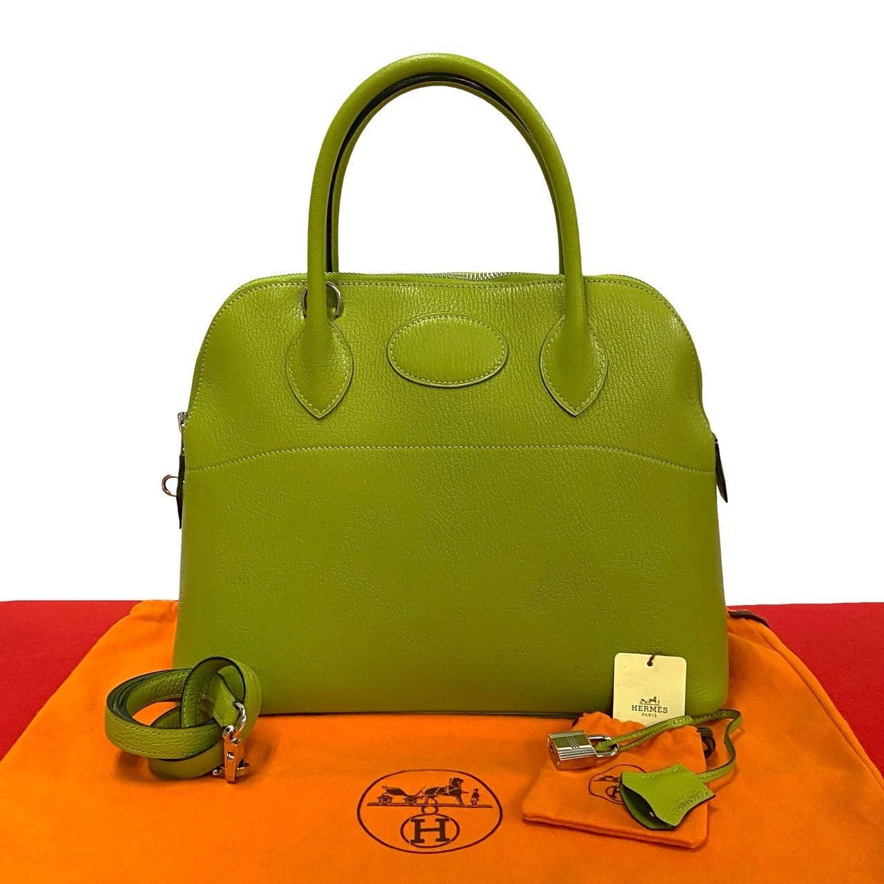Hermes Shoulder Bag Green Leather, Men's