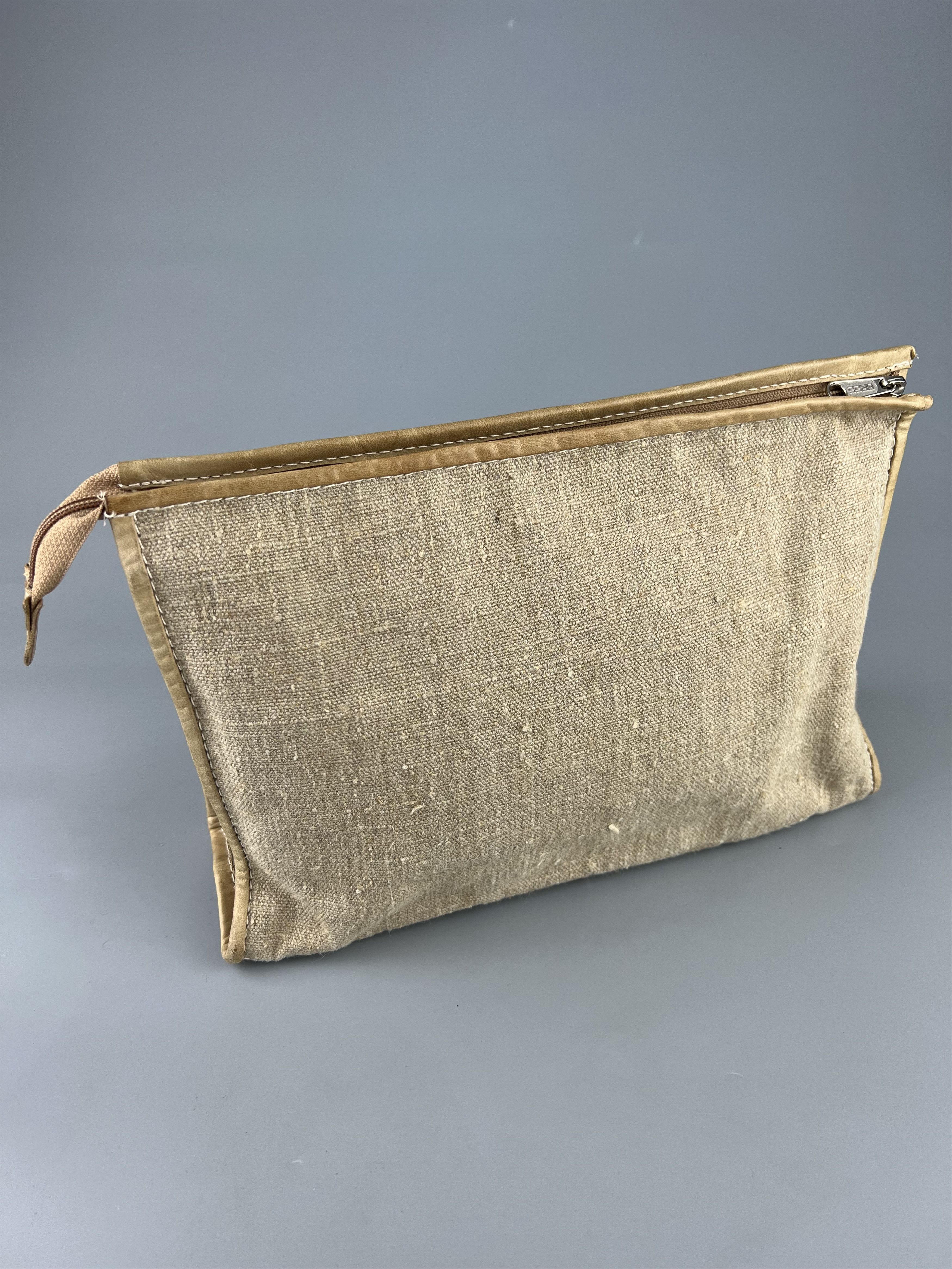 BREE × Vintage Bree Vintage Rare Beige Canvas Leather Clutch Cosmetic Bag Size ONE SIZE - 2 Thumbnail