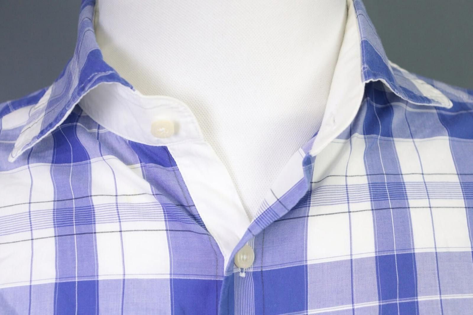 Designer Hackett London Slim Fit Blue Check Button Down Shirt Size L Size US L / EU 52-54 / 3 - 6 Thumbnail