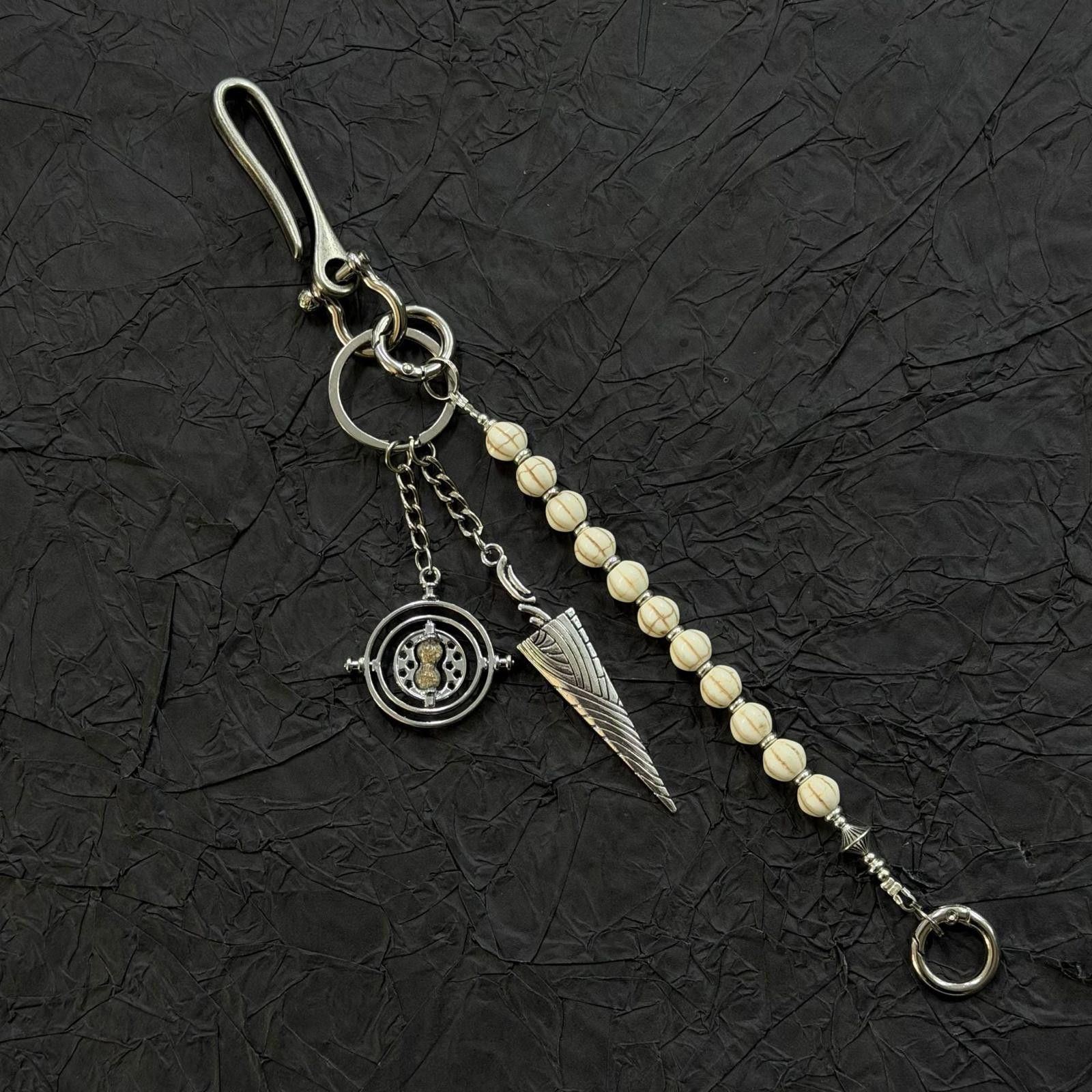 Jewelry Black Native American Style Keychain with Beads and Charms Size ONE SIZE - 4 Thumbnail