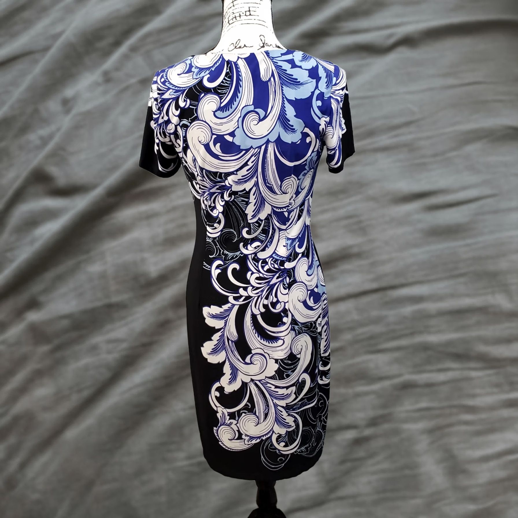 Boston Proper Boston Proper Dress Womens 8 Feather Scroll Sheath Multi Floral Lined Scoop Neck Size M / US 6-8 / IT 42-44 - 1 Thumbnail