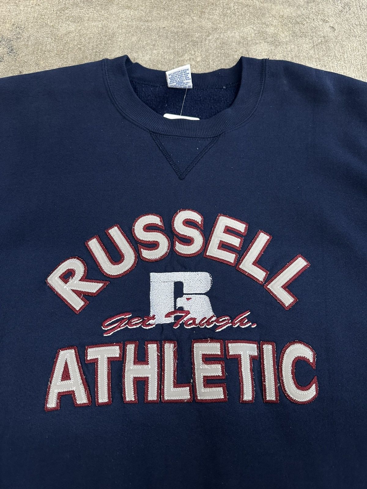 Russell Athletic × Vintage Vintage 90s Russell Athletic Navy Blue Sweatshirt Size US XL / EU 56 / 4 - 4 Thumbnail