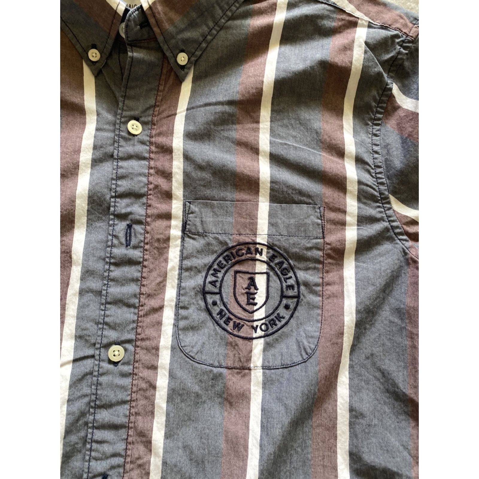 American Eagle Outfitters American Eagle Button Dress Shirt Men’s M Stripes Multicolor / 22-27 Size 40R - 4 Thumbnail