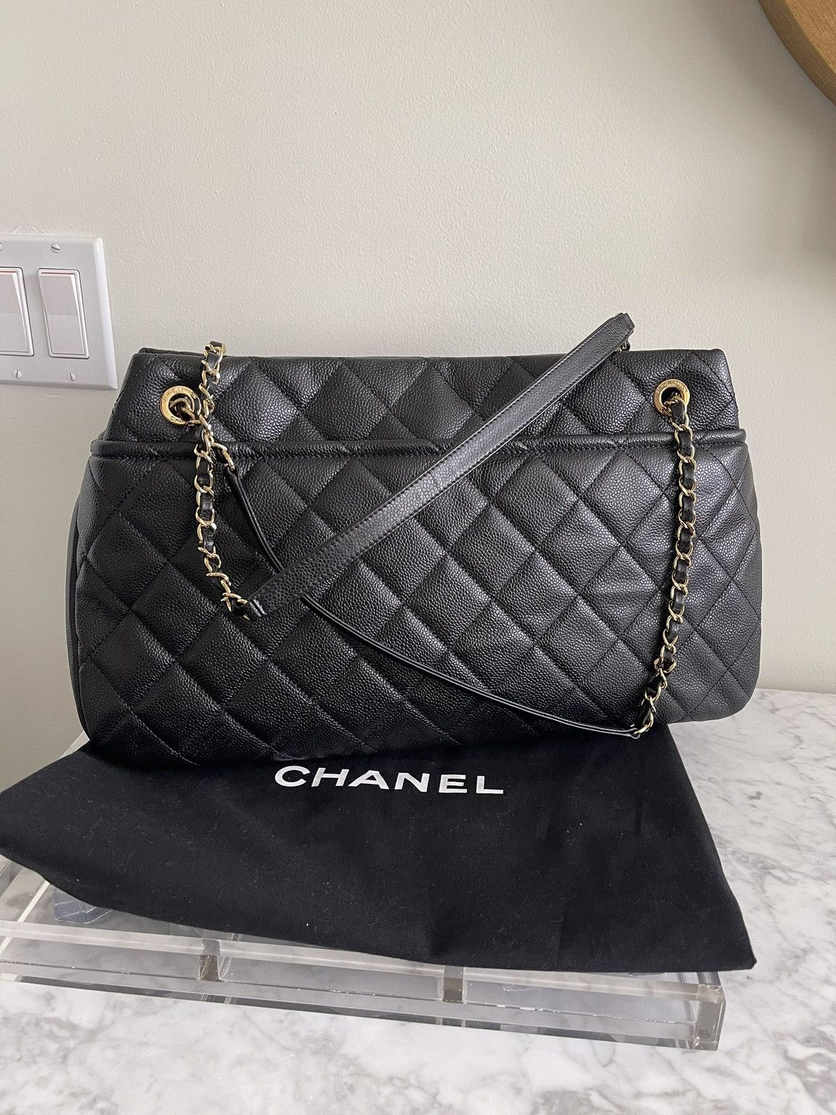 Chanel CHANEL CC GHW Tote Bag Chain Calfskin Leather 672927 Black Size ONE SIZE - 3 Thumbnail