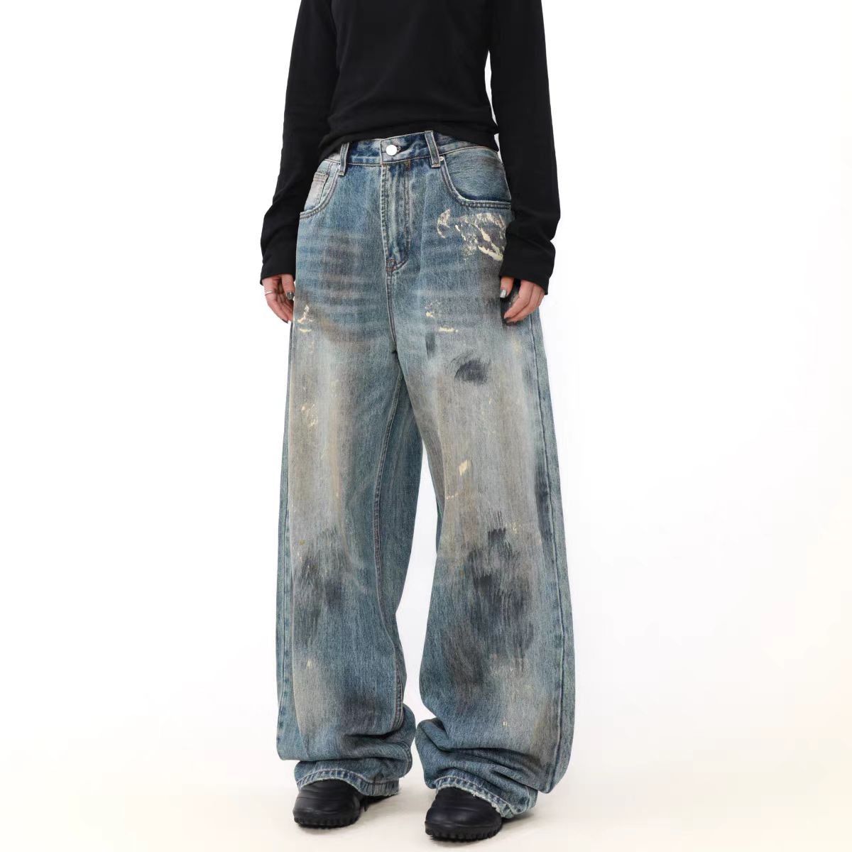 Japanese Brand × Jean High Street Splattered Ink Dirty Straight Jeans Size US 32 / EU 48 - 4 Thumbnail