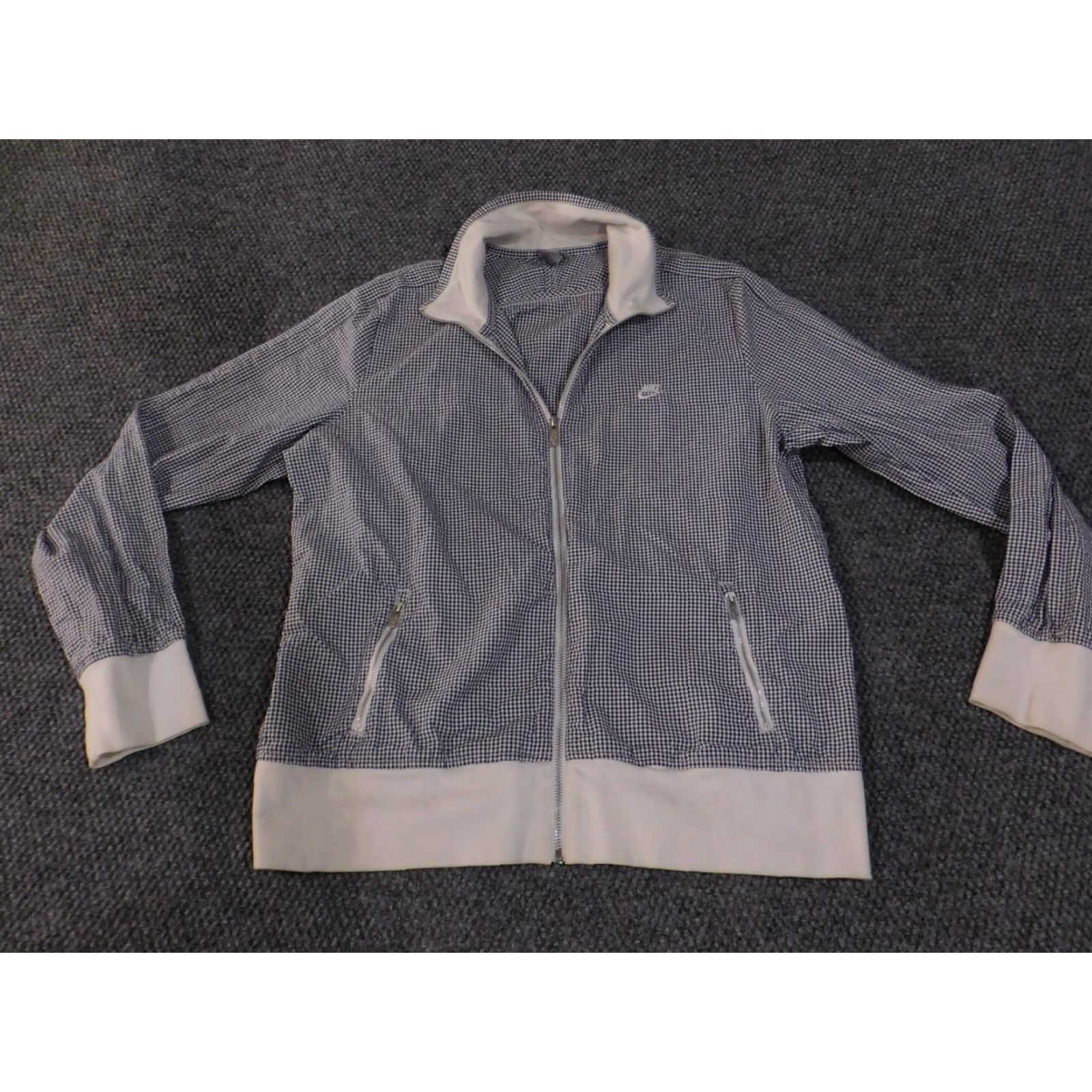 Nike VINTAGE Nike Sportswear Track Jacket Womens XL Navy White Gingham Full Zip 468811-410 Size XL / US 12-14 / IT 48-50 - 4 Thumbnail