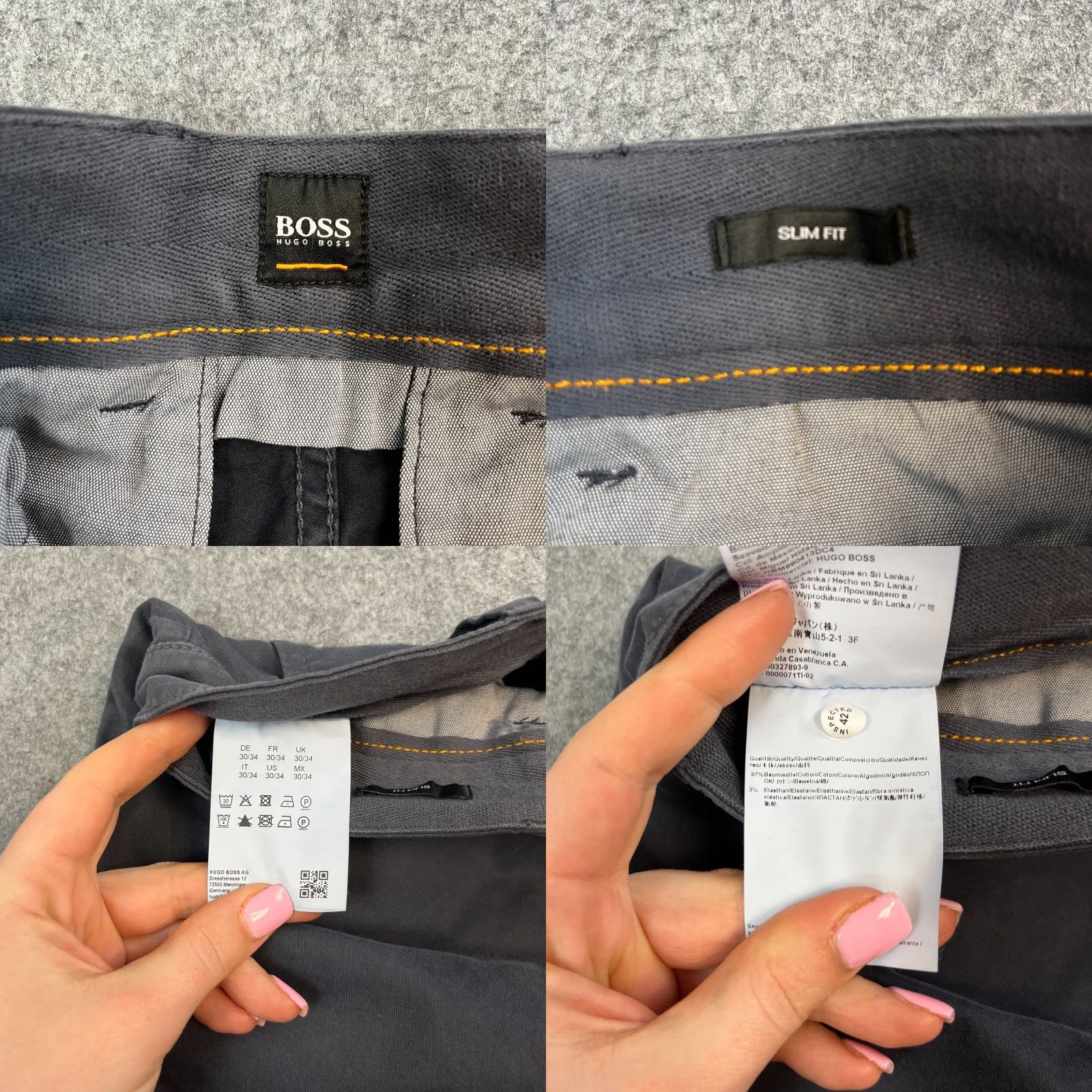 Hugo Boss Hugo Boss Slim Chino Trousers Mens 30 Blue Stretch 5-Pocket Logo Casual Business Formal Workwear Trousers Style: Chino Size US 30 / EU 46 - 8 Thumbnail