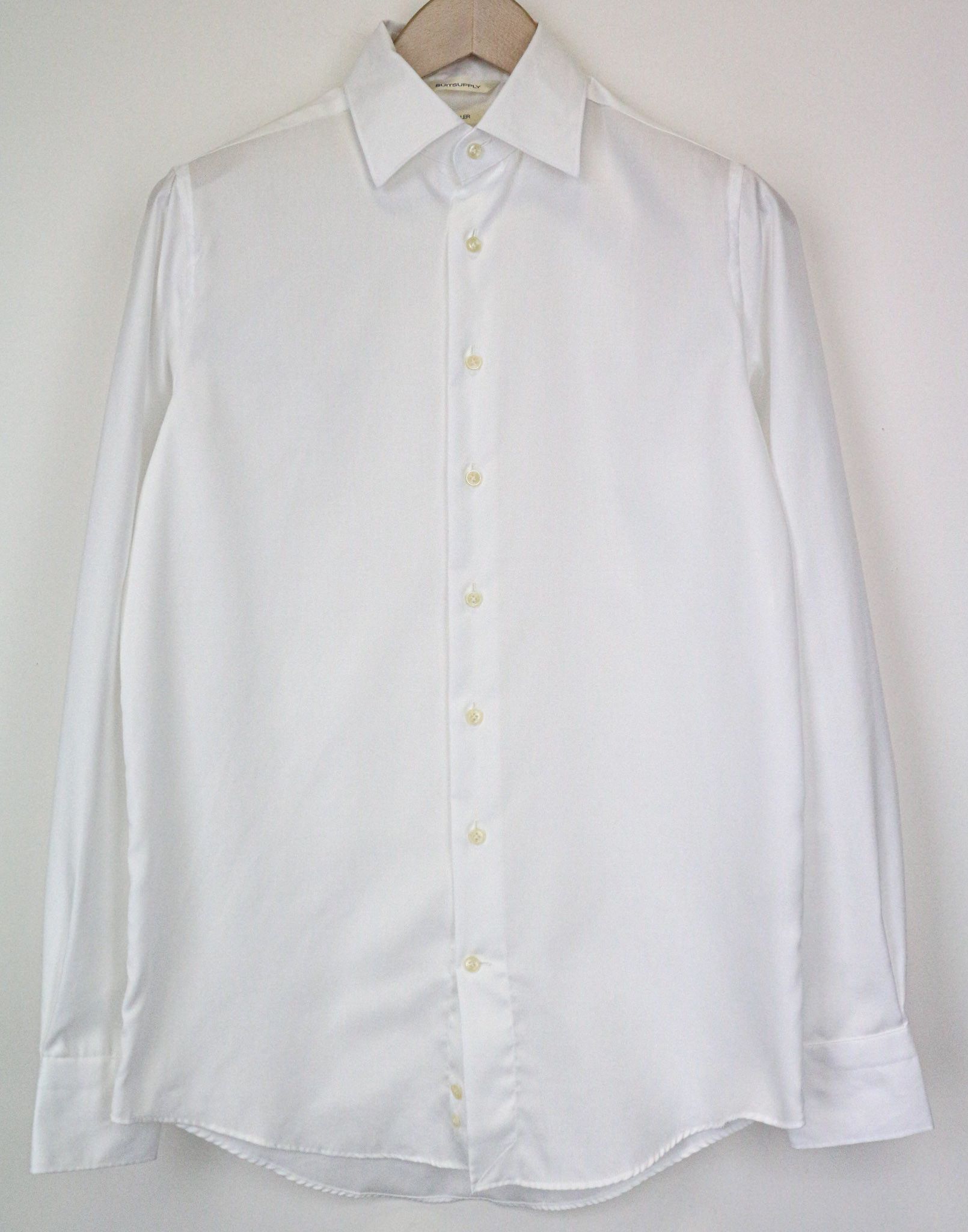 Suitsupply TRAVELLER 37/14 1/2 Slim White Cotton Shirt 79404 Size 36R - 1 Thumbnail