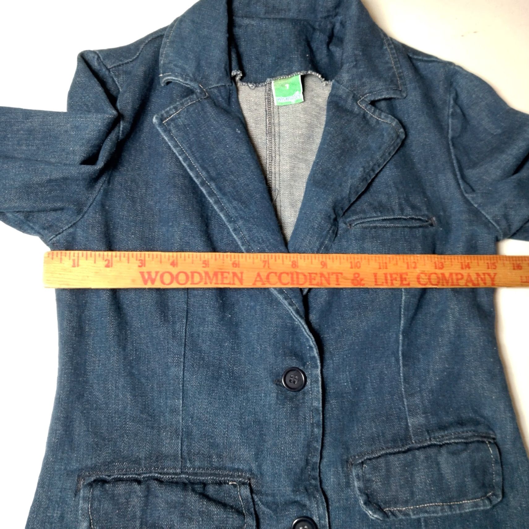 Wrangler VINTAGE Wrangler Blazer Denim Jacket Women Short 7 Blue Indigo Western Office Wear Jean Blazer Fall/Winter Women Size 28" / US 6 / IT 42 - 3 Thumbnail