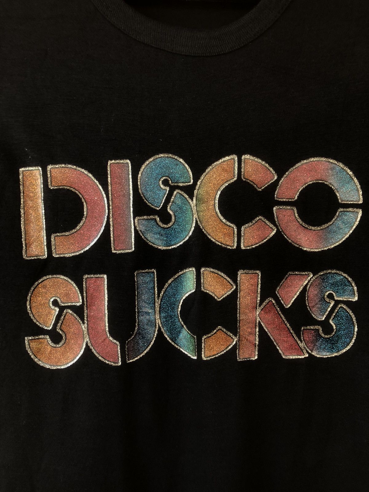 Band Tees × Vintage Vintage 70s DISCO SUCKS Bling Bling Iron On Tee Size US M / EU 48-50 / 2 - 3 Thumbnail