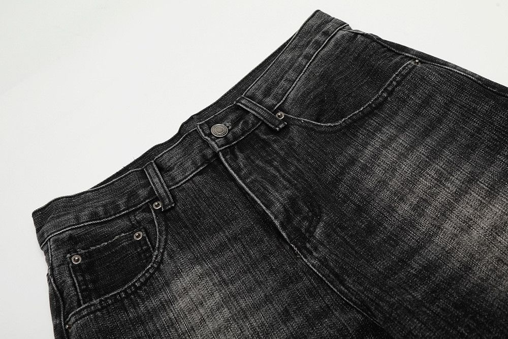 Vintage American retro black bamboo-pattern curved jeans for men Size US 32 / EU 48 - 3 Thumbnail