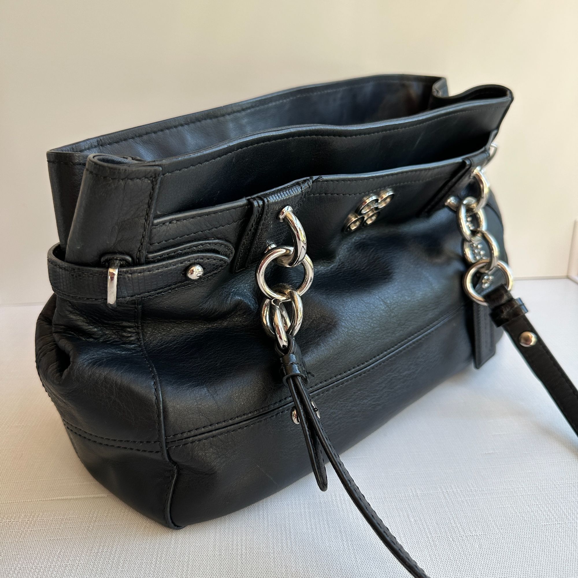 Coach COACH Colette Black Leather Carry All Shoulder Bag J1020-164 Size ONE SIZE - 2 Thumbnail
