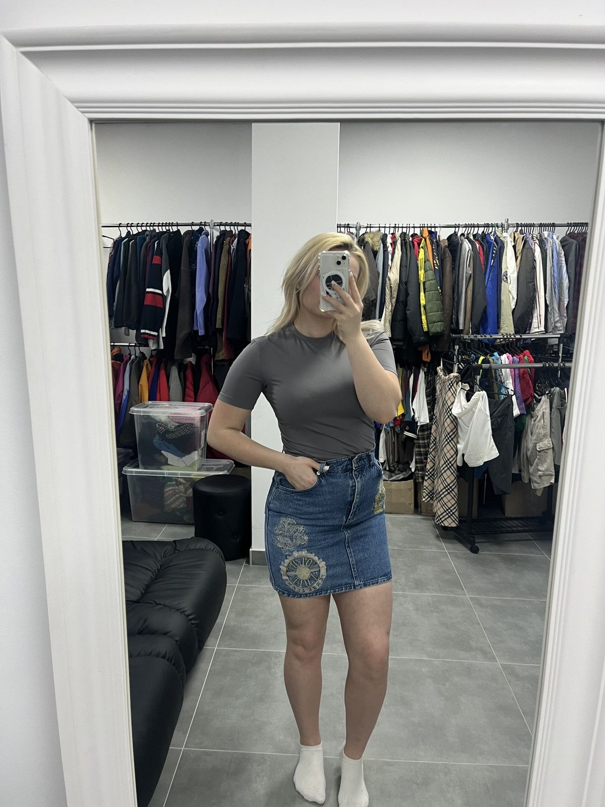 Ferre × Vintage Vintage Ferre Jeans Embroidered Logo Denim Skirt Size M Size 34" / US 12 / IT 48 - 2 Thumbnail
