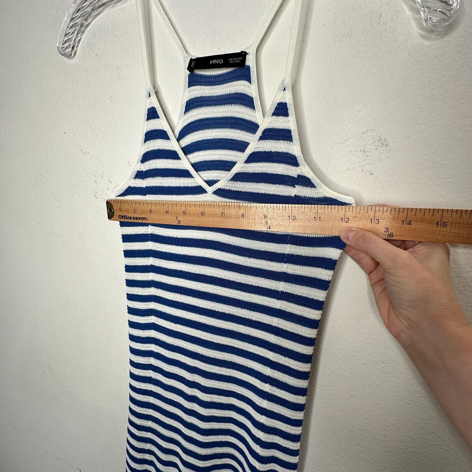Mango MNG White Blue Striped V-Neck Thin Straps Maxi Dress XXS Size XXS / US 00 / IT 34 - 13 Thumbnail