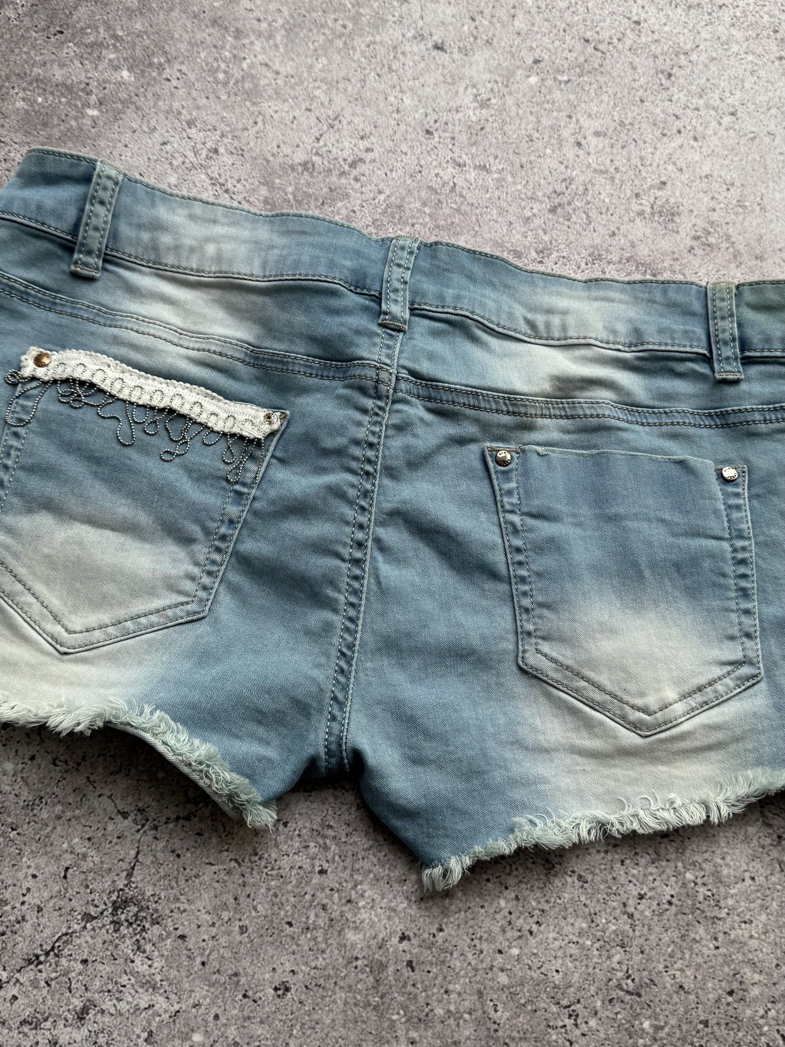 Vintage Y2K Graphic Print Shorts Distressed Hot Pants Festival (E8) Size 30" / US 8 / IT 44 - 6 Thumbnail