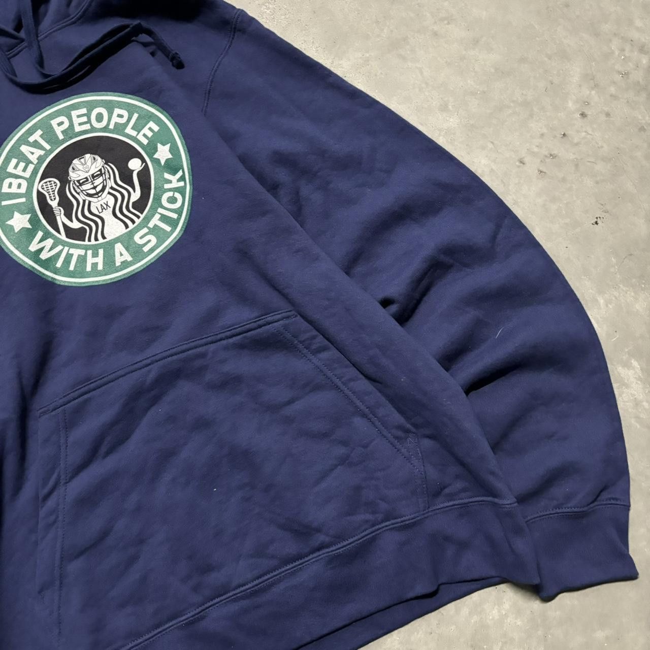 Vintage Crazy Vintage Y2K/2000s Funny “I Beat People With A Stick” Starbucks Parody Hoodie! Size US M / EU 48-50 / 2 - 4 Thumbnail