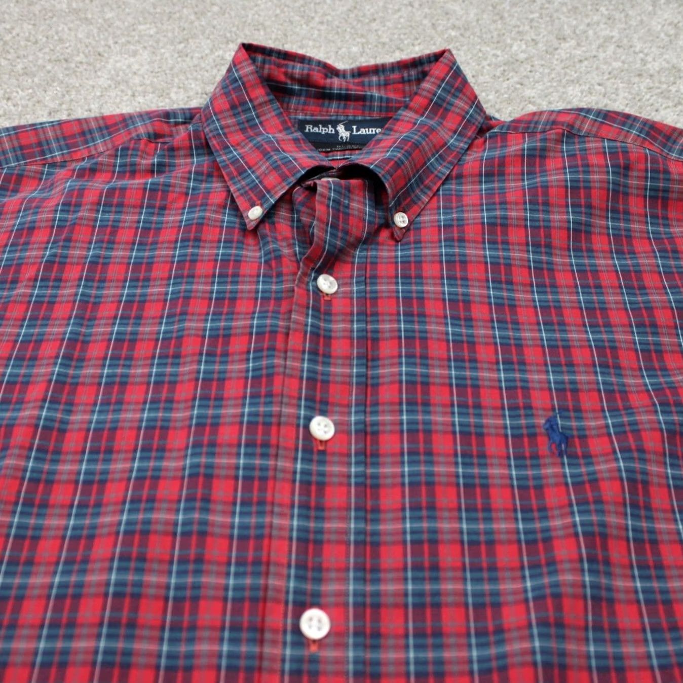 Ralph Lauren Ralph Lauren Shirt Men Large Red/Blue 2 Ply Cotton Long Sleeve Button Down Plaid Size US L / EU 52-54 / 3 - 5 Thumbnail