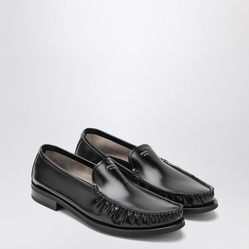 Prada Prada Black Brushed Leather Loafers Size US 10 / EU 43 - 1 Thumbnail
