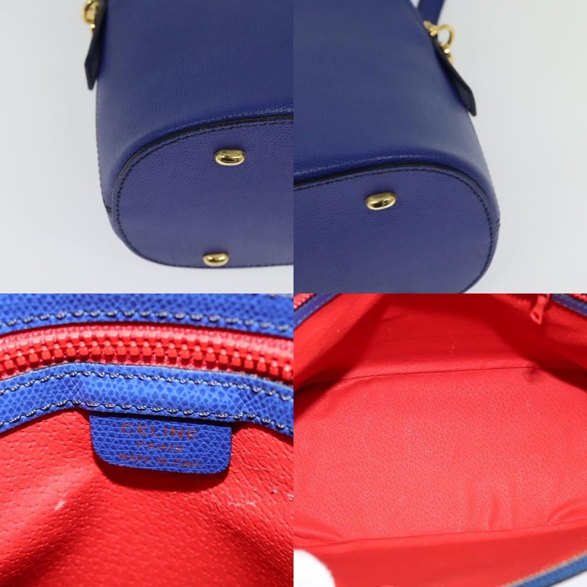 CELINE Hand Bag Leather Blue Gold