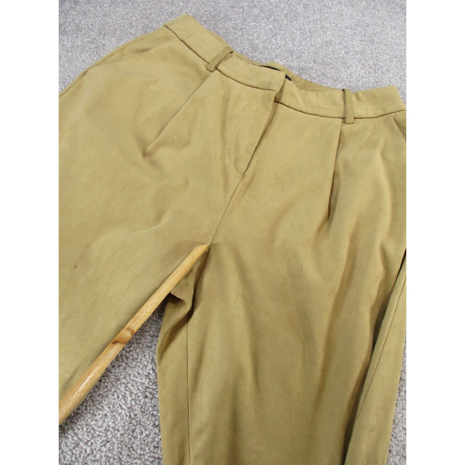 Zara Zara Pants Womens Small Khaki Tan Faux Suede Pleated Front Tapered Leg Size 28" / US 6 / IT 42 - 6 Thumbnail
