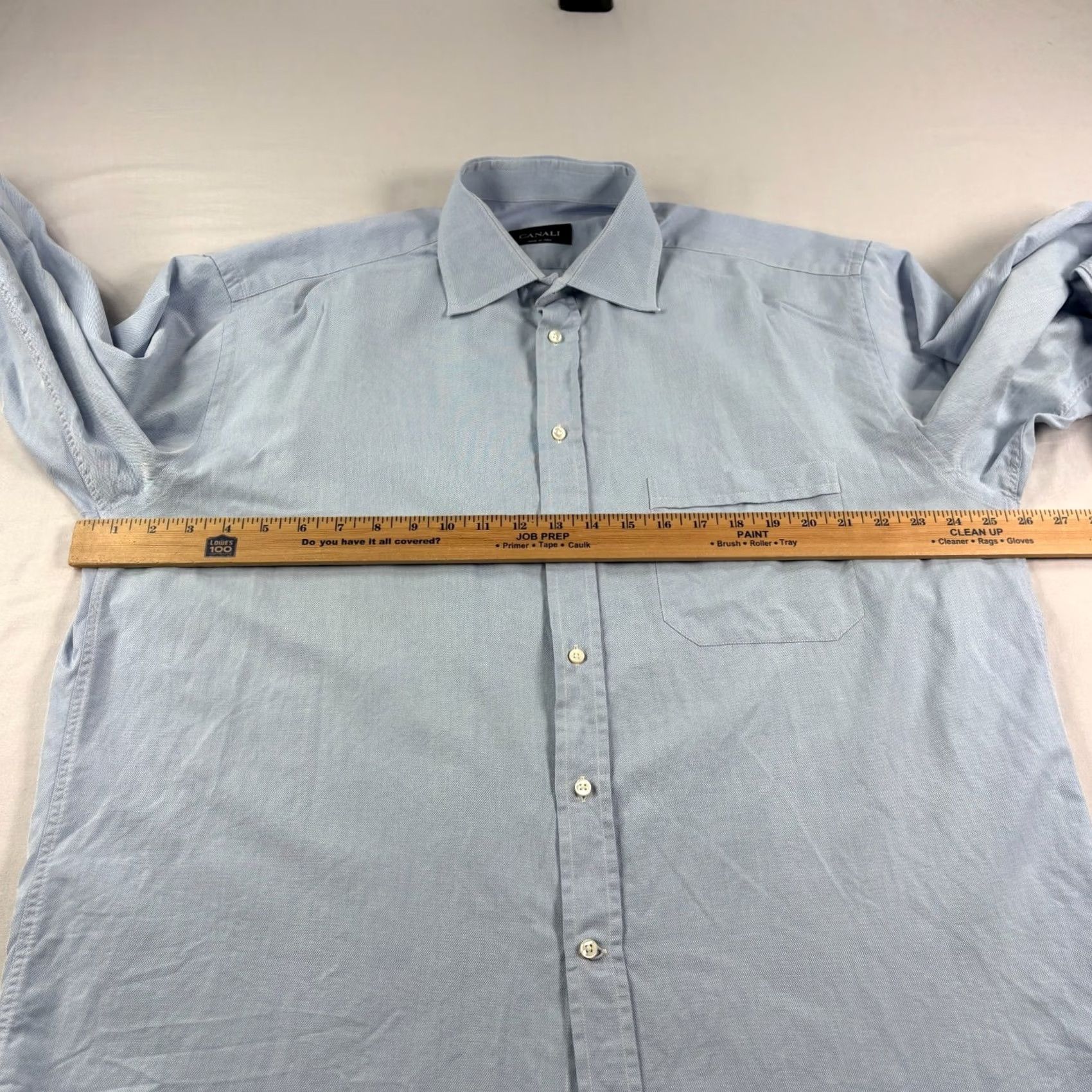 Canali Canali Shirt Mens 44 17.5 Blue Button Up Long Sleeve Formal Casual Italy Made Size 48R - 5 Thumbnail