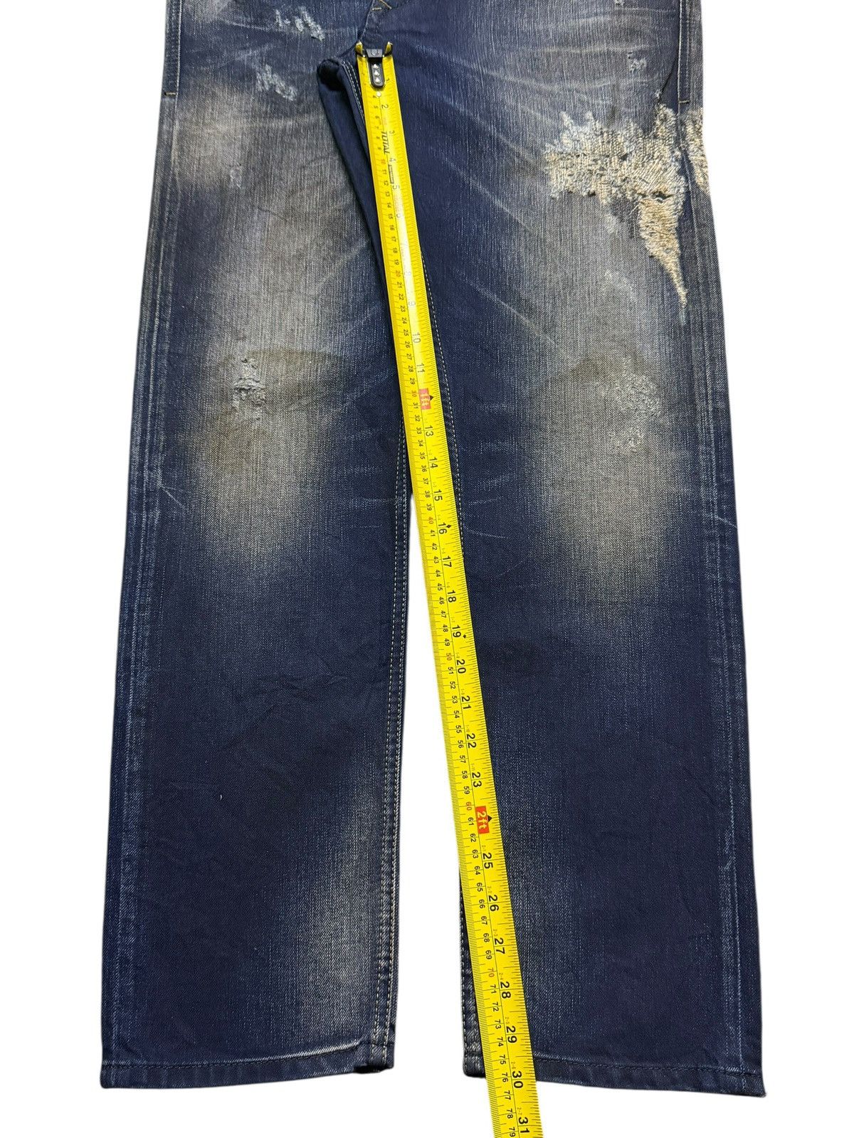 Diesel Vintage 90s Diesel Industry Mud Wash Faded Distress Sashiko Size US 33 - 10 Thumbnail