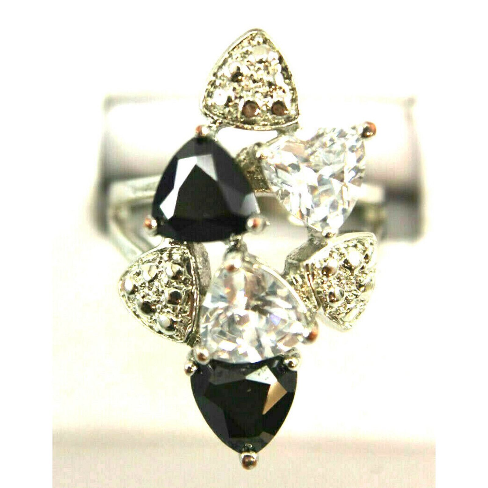 Other White & Black Crystal Trillion Cut Rhinestone Ring • Size 7 Size ONE SIZE - 1 Thumbnail