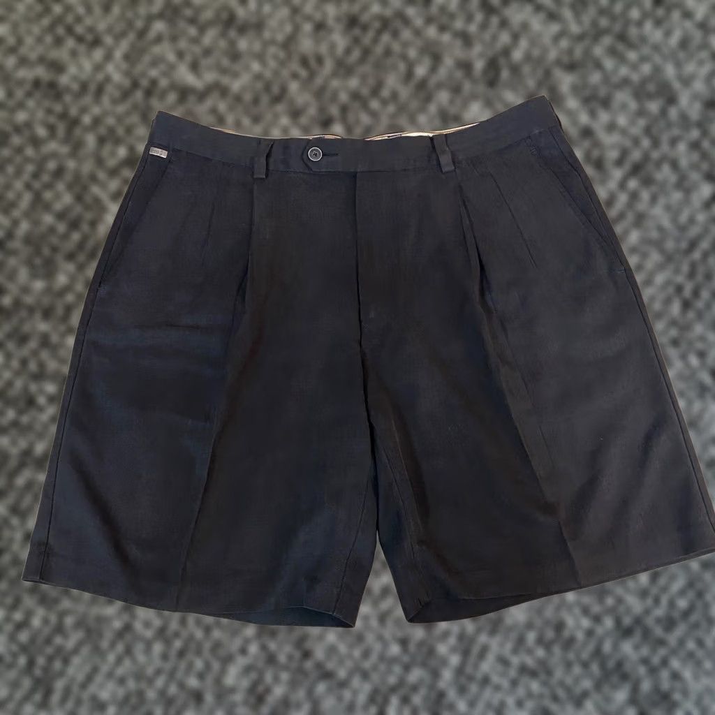 Tommy Bahama Tommy Bahama Shorts Mens 35 Silk Cotton Pleated Faded Black 9" Herringbone Size US 35 - 1 Thumbnail