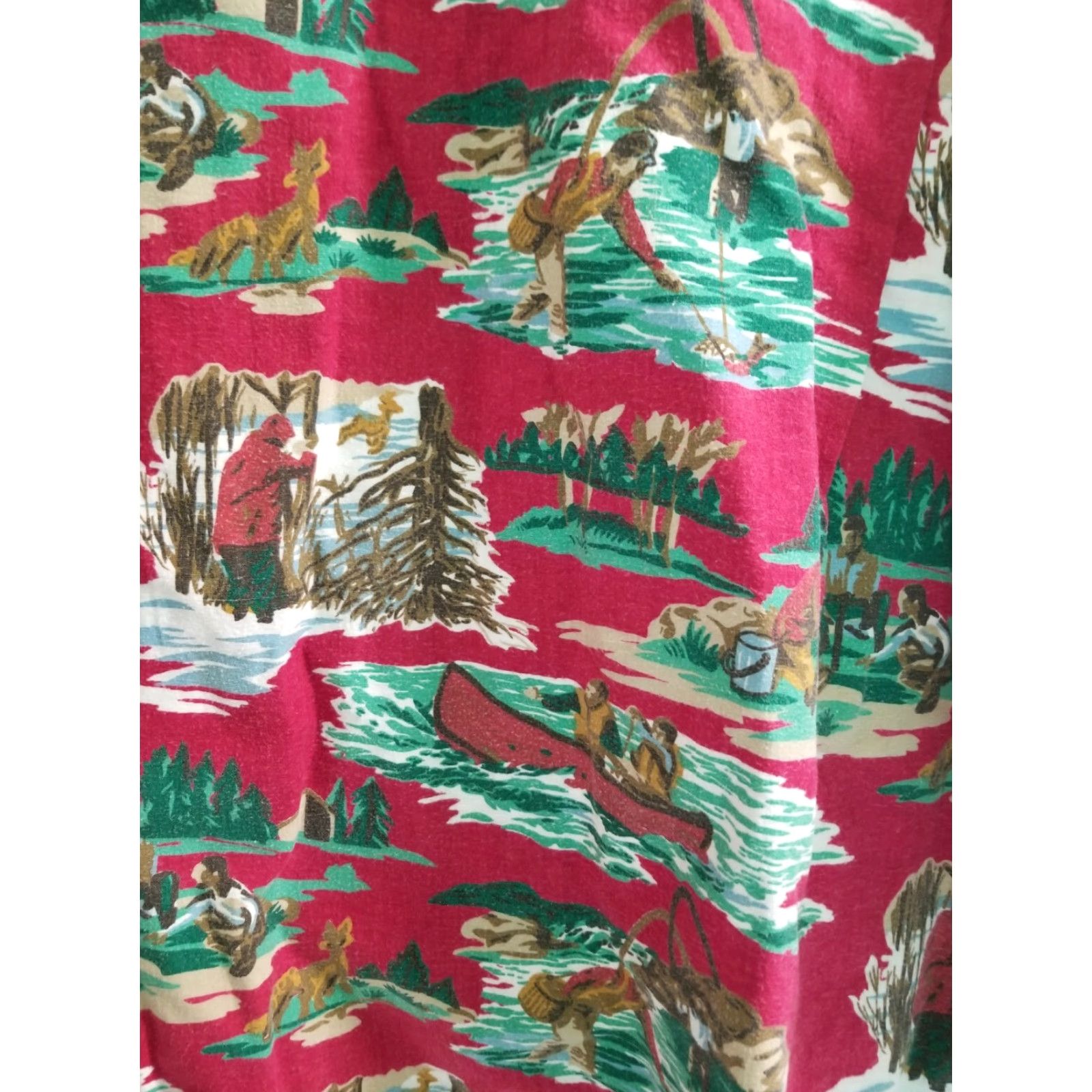 Vintage VINTAGE Punch Mens L Button-Down Shirt Long Sleeve Hunting Fishing Print Red Cotton Shirt Size US M / EU 48-50 / 2 - 3 Thumbnail