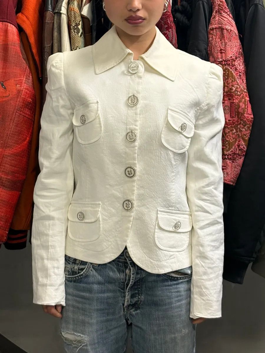 Emporio Armani 2010s Emporio Armani White Buttoned Multi-Pocket Blazer Jacket Size M / US 6-8 / IT 42-44 - 1 Thumbnail