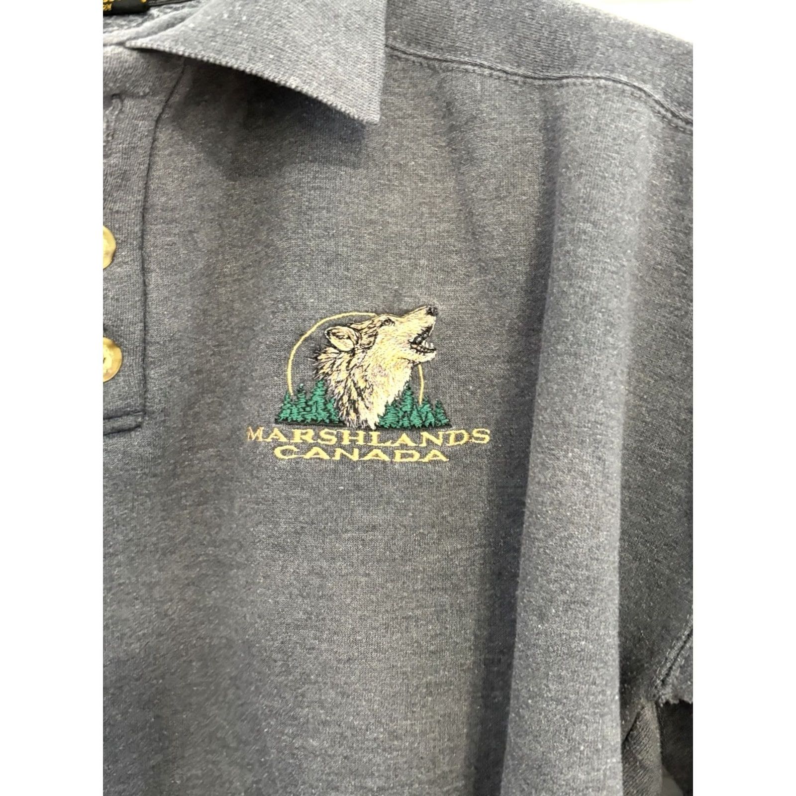 Vintage VINTAGE Marshlands Canada Pullover Sweatshirt Mens Gray M Graphic Print 90s Crew Neck Long Sleeve Cotton Blend Fleece Regular Size US M / EU 48-50 / 2 - 5 Thumbnail