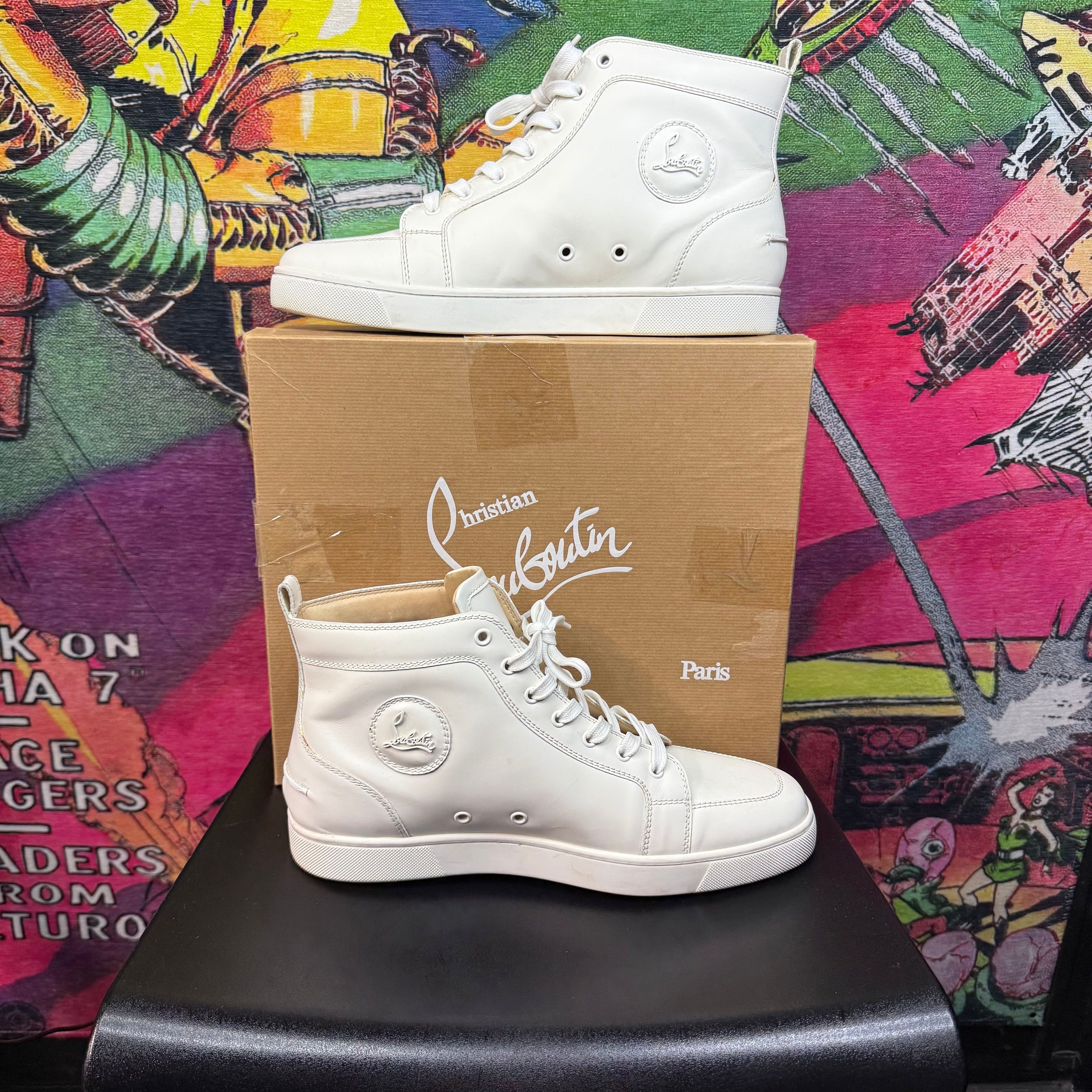 Christian Louboutin Christian Louboutin Louis White Calfskin Leather Sneaker Size US 12 / EU 45 - 5 Thumbnail