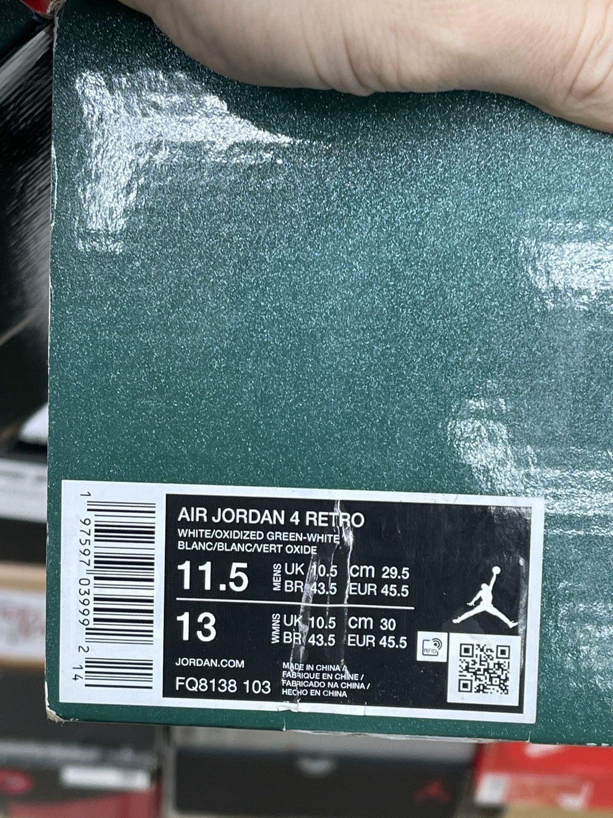 Nike Size 11.5 - Nike Air Jordan 4 Retro Oxidized Green White Size US 11.5 / EU 44-45 - 11 Thumbnail