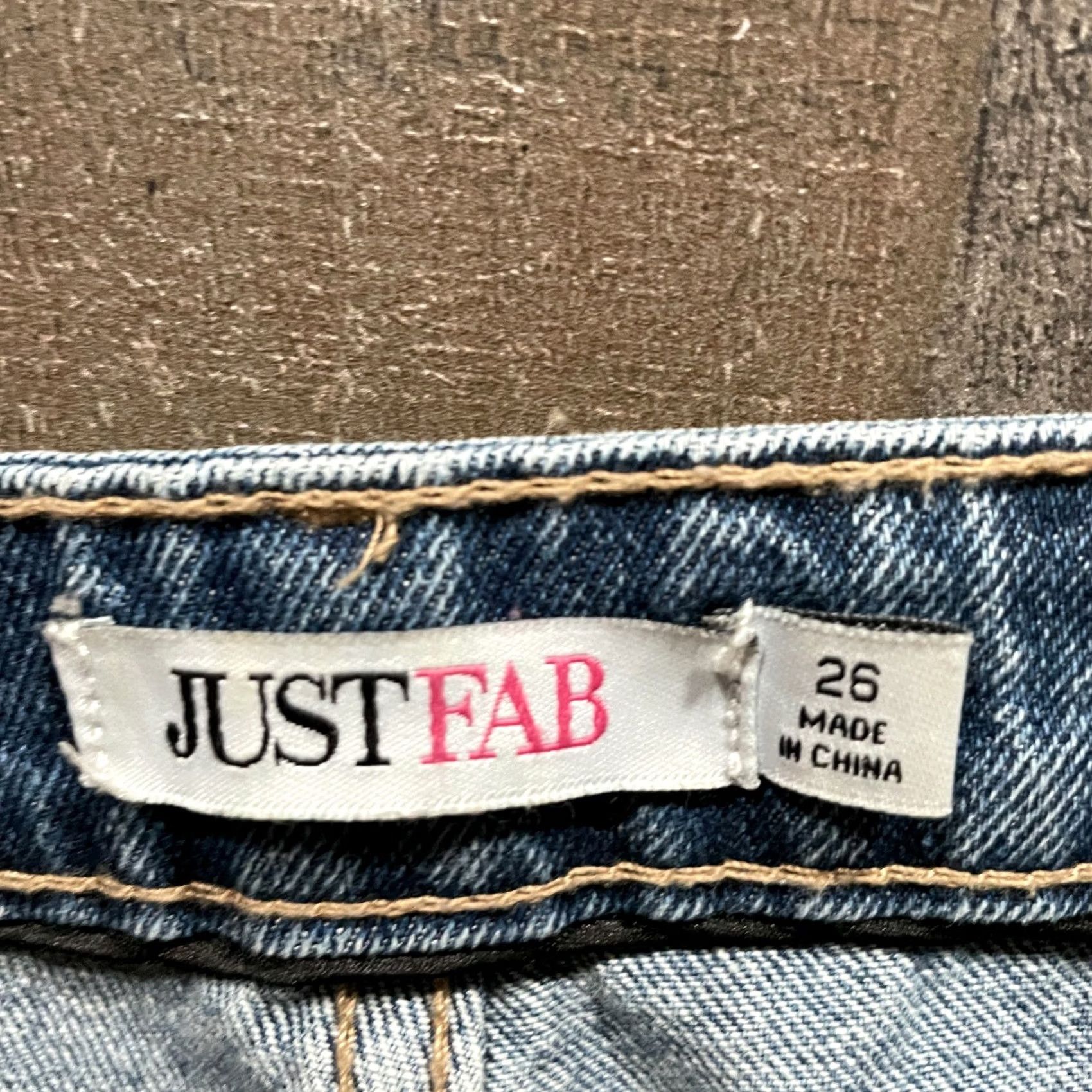 Vintage JustFab Jeans Womens 26 Mid-Rise Skinny Distressed Cuffed Rinse Blue Denim Size 26" / US 2 / IT 38 - 3 Thumbnail
