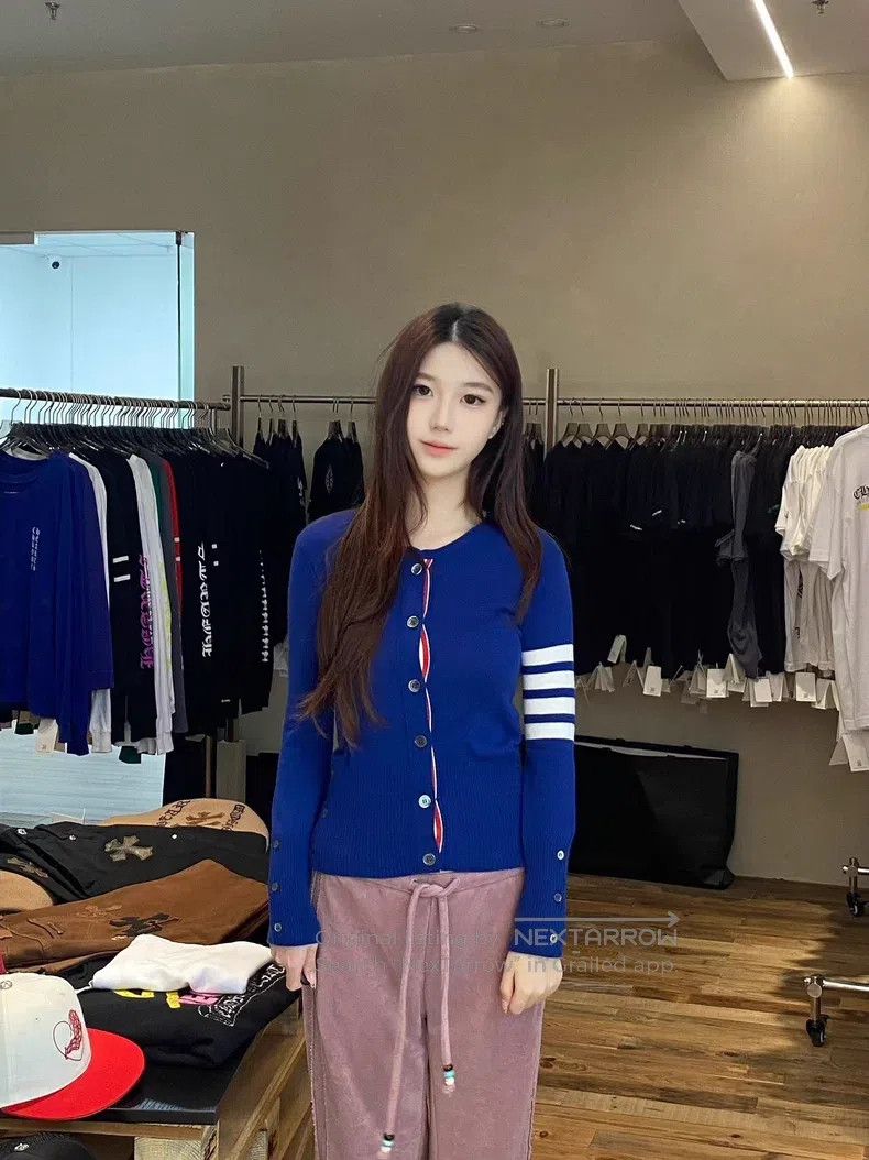 Thom Browne Thom Browne Klein Blue Striped Cashmere Cardigan Size XS / US 0-2 / IT 36-38 - 8 Thumbnail