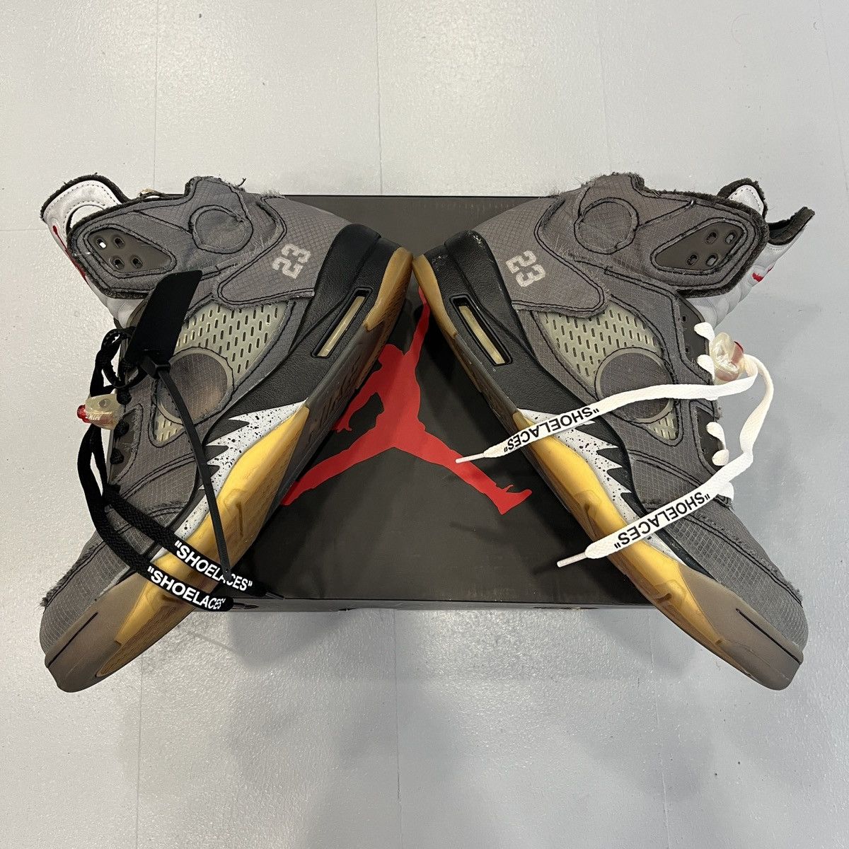 Jordan Brand × Off-White 2020 Jordan 5 Retro Off-White Muslin Size US 12.5 / EU 45-46 - 1 Thumbnail