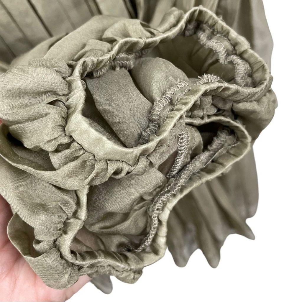 Other ANDY The-Ahn 100% Silk Pleated Olive Tunic Size 10 Size L / US 10 / IT 46 - 7 Thumbnail