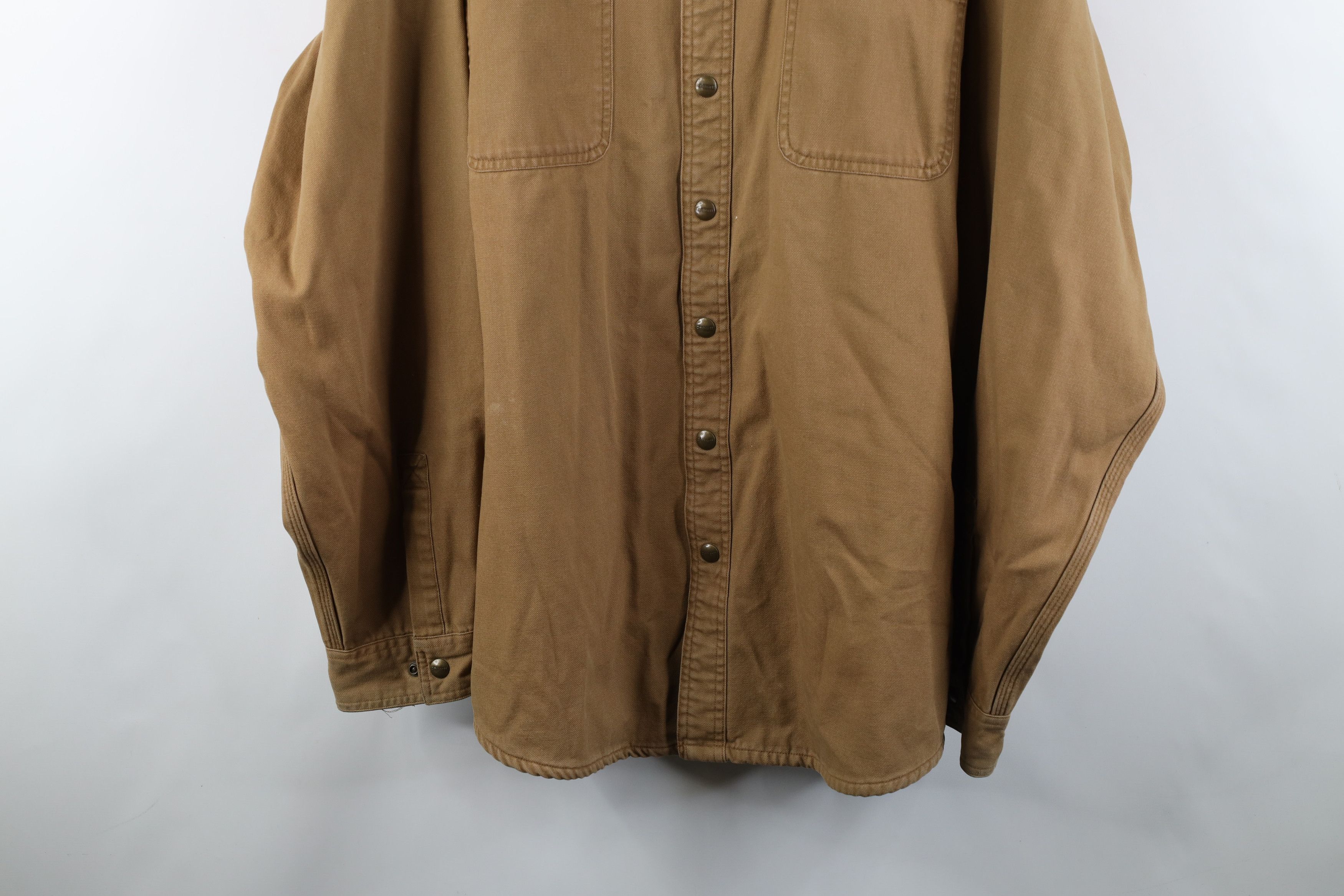 Carhartt × Vintage Vintage Carhartt Lined Canvas Button Shirt Jacket Jac Shirt Size US XXL / EU 58 / 5 - 3 Thumbnail