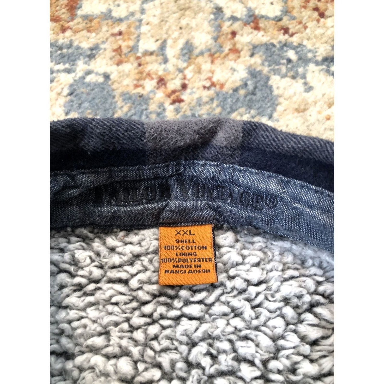 Vintage Tailor Vintage Shirt Jacket Mens 2XL Blue Gray Buffalo Plaid Flannel Sherpa Long Buttoned Lined Cotton Wool Size US XXL / EU 58 / 5 - 6 Thumbnail