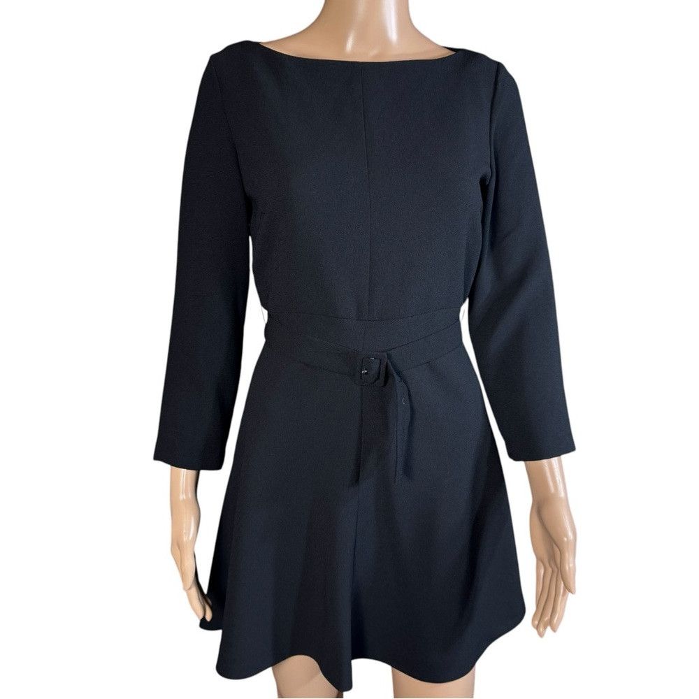 Zara NWT New Zara Black 3/4 Sleeve Belt Mini Dress Size S Size S / US 4 / IT 40 - 3 Thumbnail