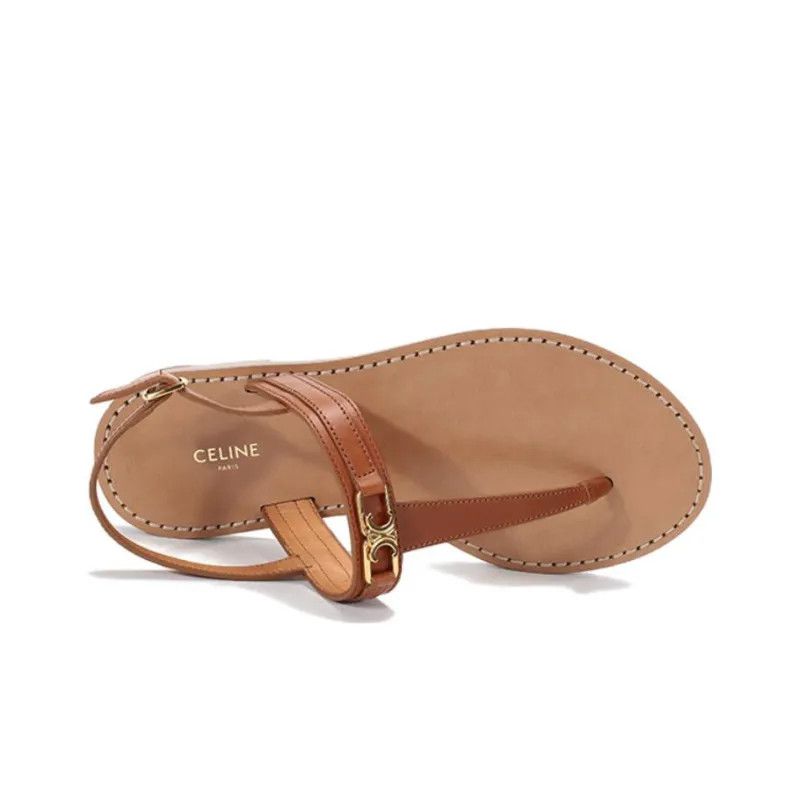 Celine o1bcso1str0724 Flat Sandal 05 Vegetal Calfskin in Tan Size US 7 / IT 37 - 6 Thumbnail