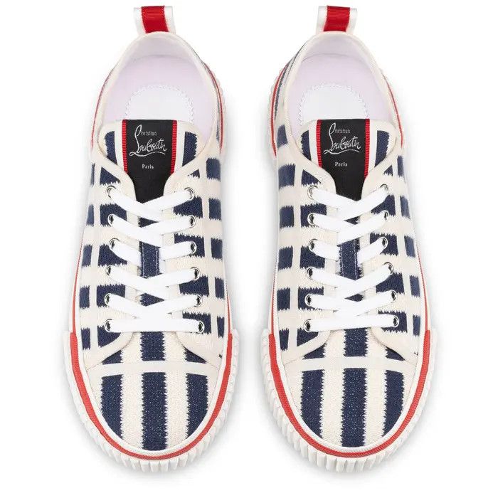 Christian Louboutin o1bcso1str0825 Pedro Junior Flat in White/Navy Size US 7 / EU 40 - 6 Thumbnail