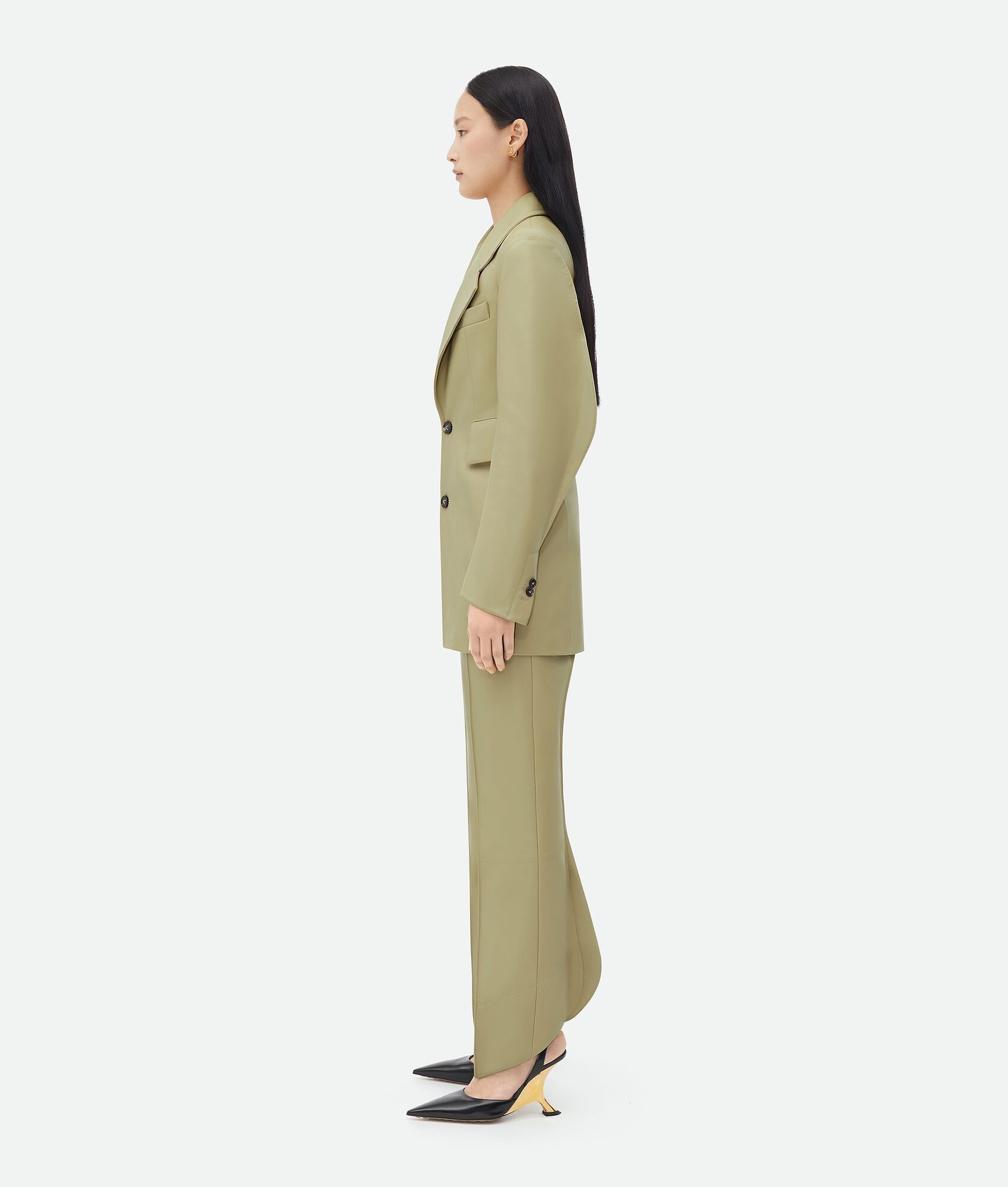 Bottega Veneta o1bcso1str0225 Curved Sleeves Leather Jacket in Fennel Seed Size XS / US 0-2 / IT 36-38 - 2 Thumbnail