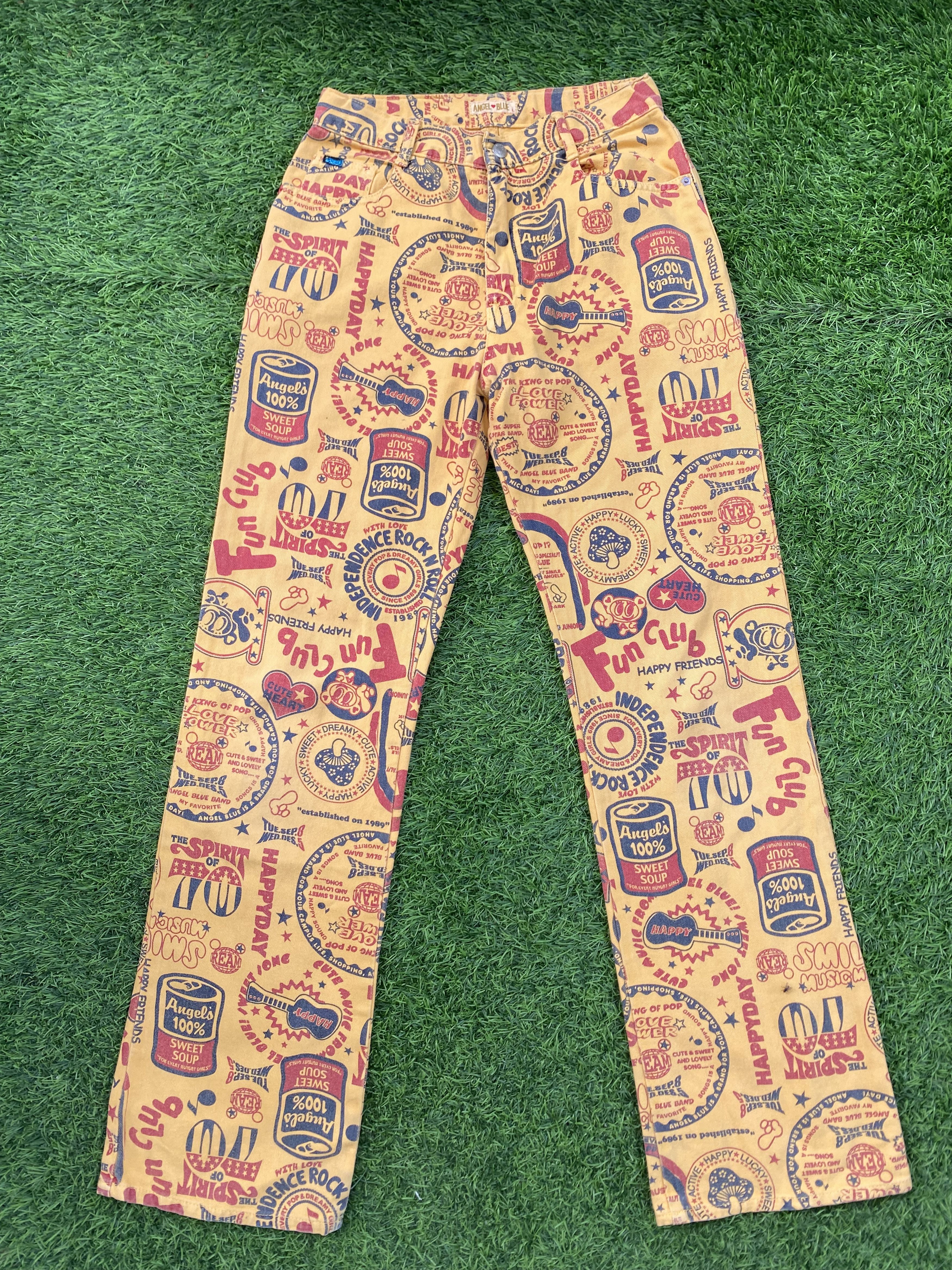 Vintage y2k Angel Blue Printed Denim Pants
