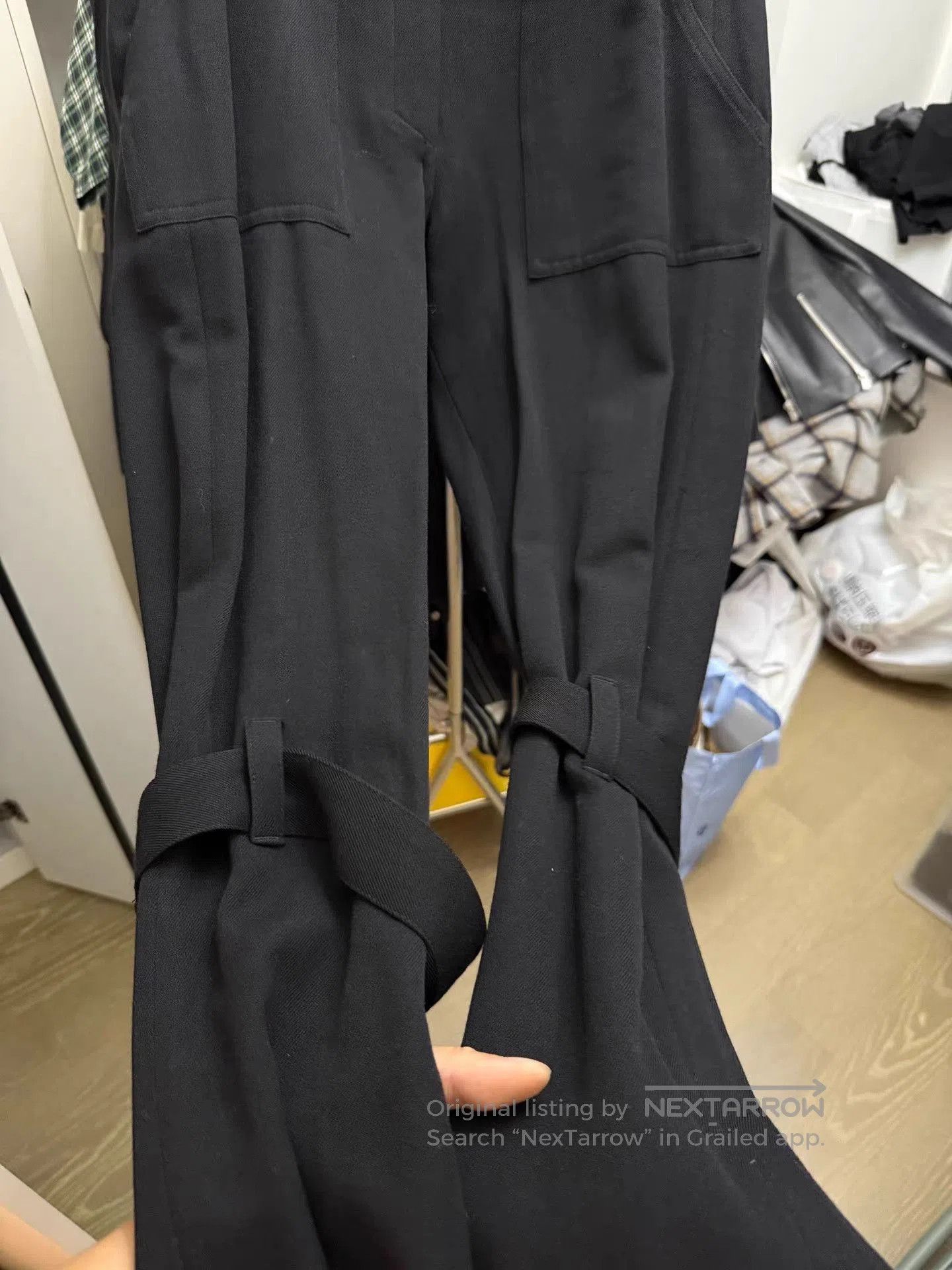 Ann Demeulemeester Black Casual Pants with Belted Cuffs Size 40. Size US 40 / EU 56 - 3 Thumbnail