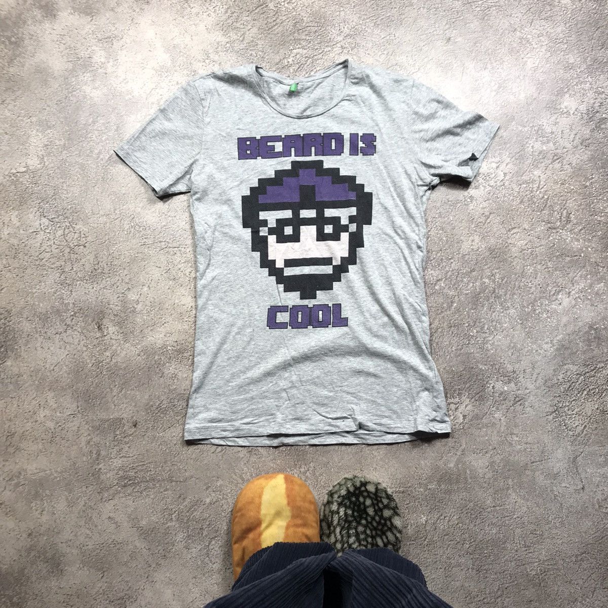 Vintage Vintage 90s Graphic Tee Beard Is Cool Pixel Art Skate Slim M Size M / US 6-8 / IT 42-44 - 2 Thumbnail