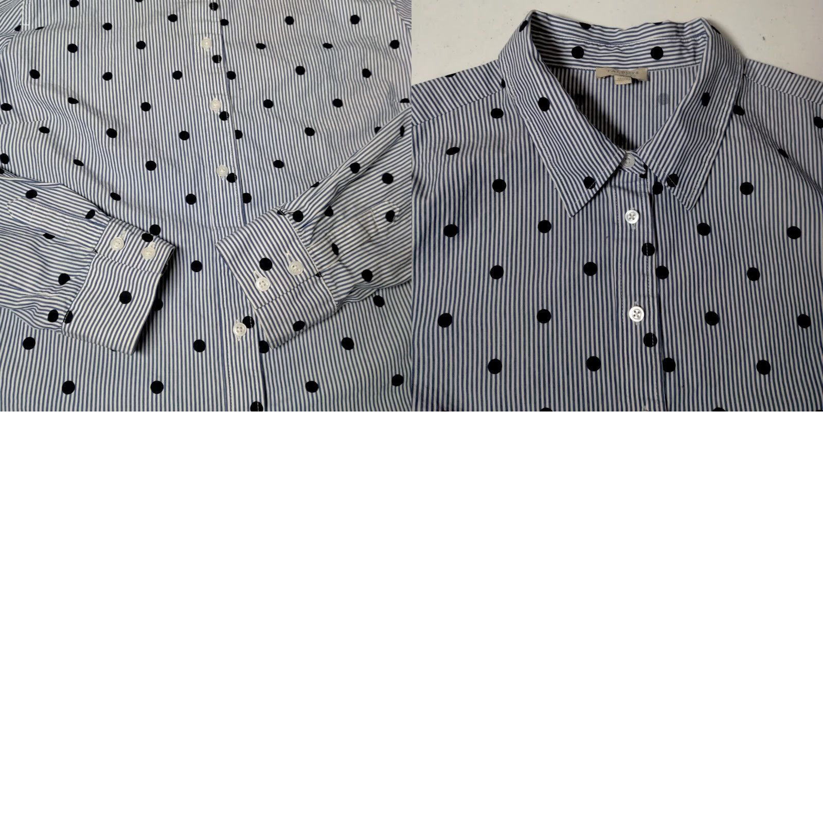 Talbots VINTAGE Talbots Women's Button-Up Blouse Size M Long Sleeve Cotton Casual Office Party Polka Dot Stripe Seasonal Size M / US 6-8 / IT 42-44 - 8 Thumbnail