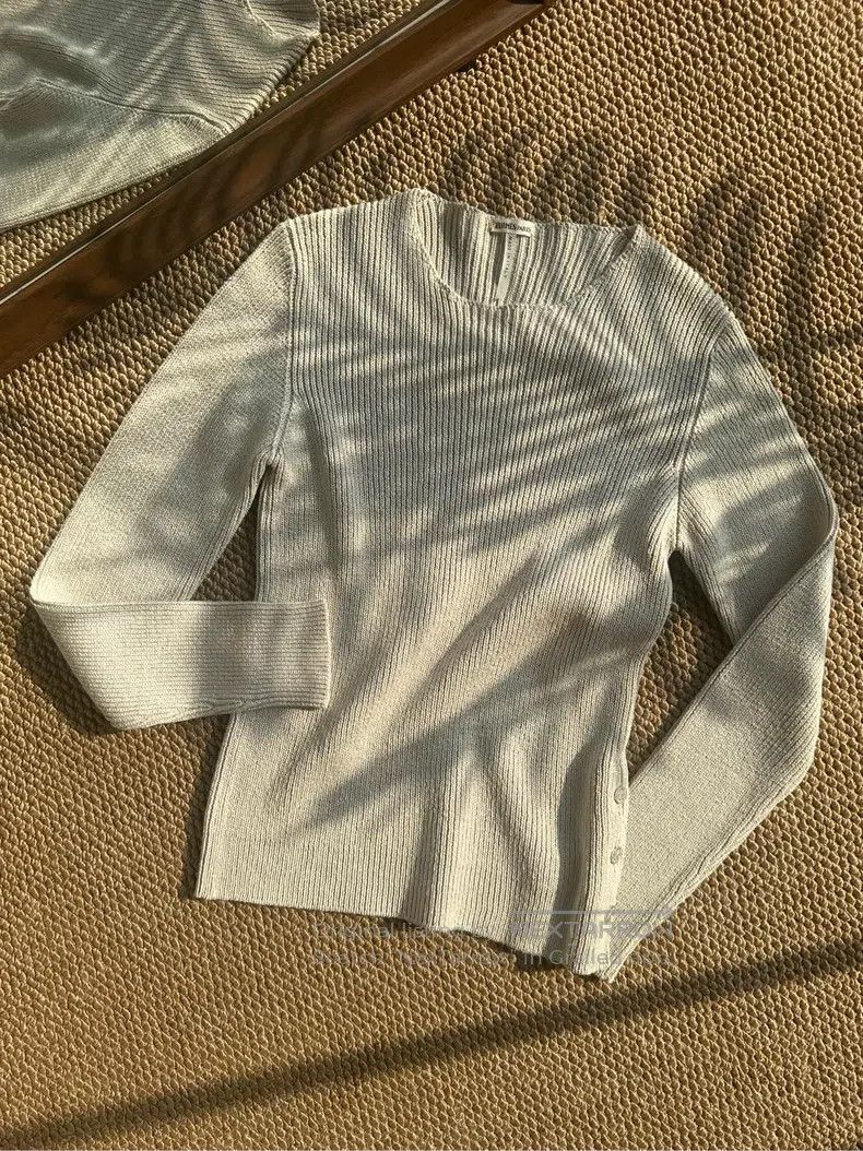 Hermes Hermes Women's Silk Slim Fit Knit Top Beige Gray Size S / US 4 / IT 40 - 1 Thumbnail